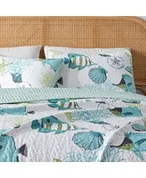 Linery & Co. Coastal Microfiber Quilt Set With Shams
