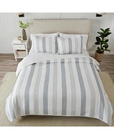 Linery & Co. Patterned Stripe Design Microfiber Quilt Set With Shams