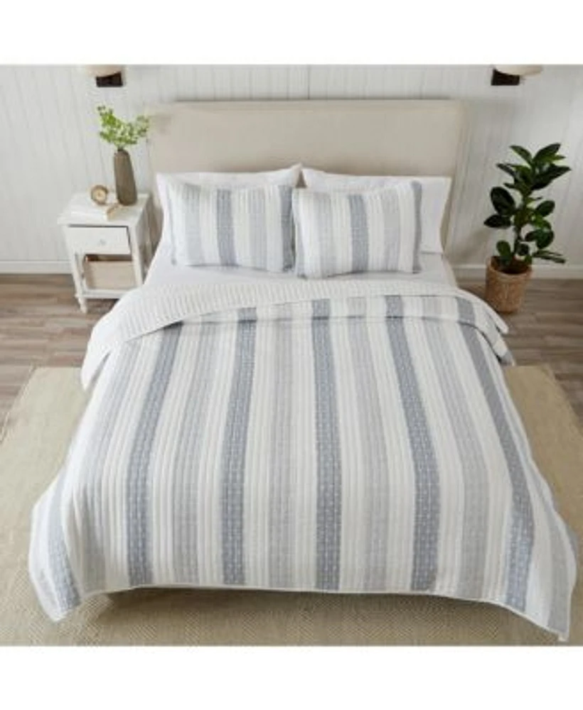 Linery Co. Patterned Stripe Design Microfiber Quilt Set With Shams