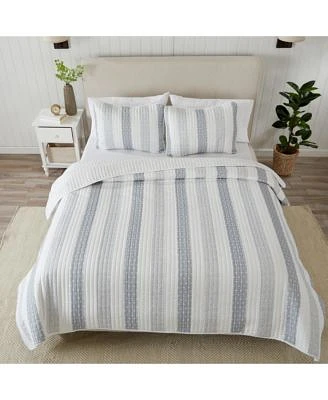 Linery Co. Patterned Stripe Design Microfiber Quilt Set With Shams