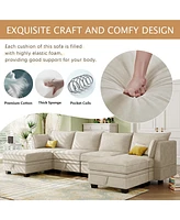 Modern Large U-Shape Modular Sectional Sofa, Convertible Sofa Bed with Reversible Chaise for Living Room, Storage Seat
