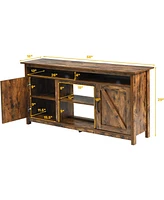 60"Industrial Tv Stand Entertainment Center with Shelve and Cabinet