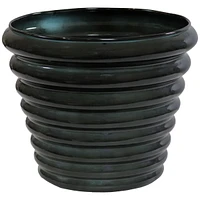 Molly 12.5" Metal Outdoor Plant Pot Set with Drainage Holes and Rubber Plugs- Juniper Glaze - of 2