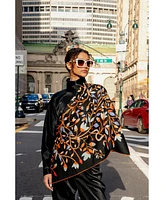 Jessie Zhao New York Double Sided Wool Silk Scarf Of Night's Enchanted Garden