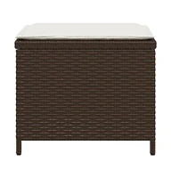 Patio Stools with Cushions 4 pcs Brown 15.7"x15.7"x13.8" Poly Rattan