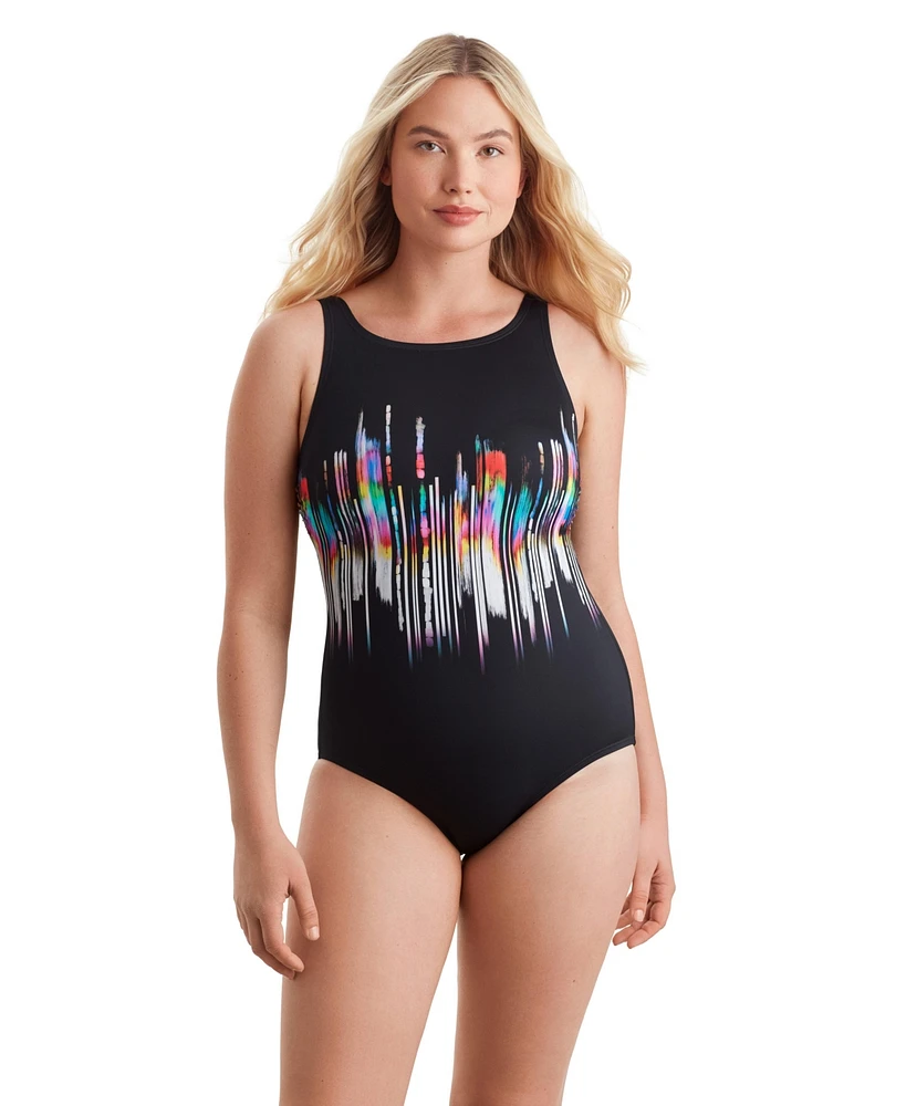 ShapeSolver Sport by Mimi Flamingo Women's Highneck Tank One Piece Swimsuit