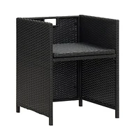 Patio Chairs 2 pcs with Cushions and Pillows Poly Rattan Black