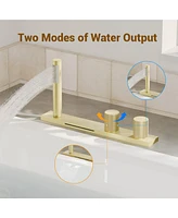Casainc 2 Handles Deck Mounted Bathroom Tub Faucet Trim with Handshower