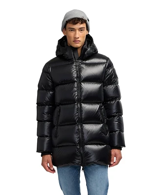 Pajar Men's Dechen Long Channel Quilted Puffer with Detachable Hood
