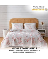 Linery & Co. Cherry Blossom Floral Microfiber Quilt Set With Shams