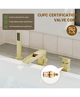 Casainc Deck Mounted Bathroom Tub Faucet Trim with Handshower