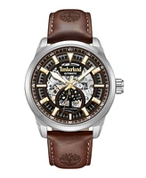 Timberland Men's Automatic Brown Dark Genuine Leather Watch, 44mm