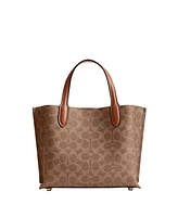Coach Signature Coated Canvas Willow Tote 24 with Convertible Straps