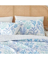 Linery & Co. Blue Coral Microfiber Quilt Set With Shams