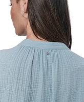 Dkny Jeans Women's Sleeveless Double-Crepe Gauze Crop Top