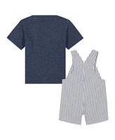 Tommy Hilfiger Baby Boy 2-Piece Solid T-Shirt Vertical Stripe Shortalls Set