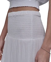 Dkny Jeans Women's Cotton Smocked-Waist Tiered Maxi Skirt