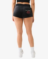 True Religion Women's Crystal Lips Velour Hot Shorts