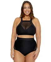 Becca Etc Plus Castaway Textured High-Neck Bikini Top