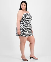 Derek Heart Trendy Plus Strapless Gathered-Waist Romper