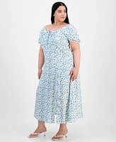 Absolutely Famous Trendy Plus Puffed-Sleeve Dress
