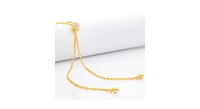 Beaded Chain Lariat Necklace with Cz Accent