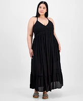 Absolutely Famous Trendy Plus Smocked X-Back Maxi Dress
