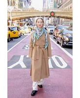 Jessie Zhao New York Double Sided Wool Silk Triangle Scarf Of Shapes Reconstruction