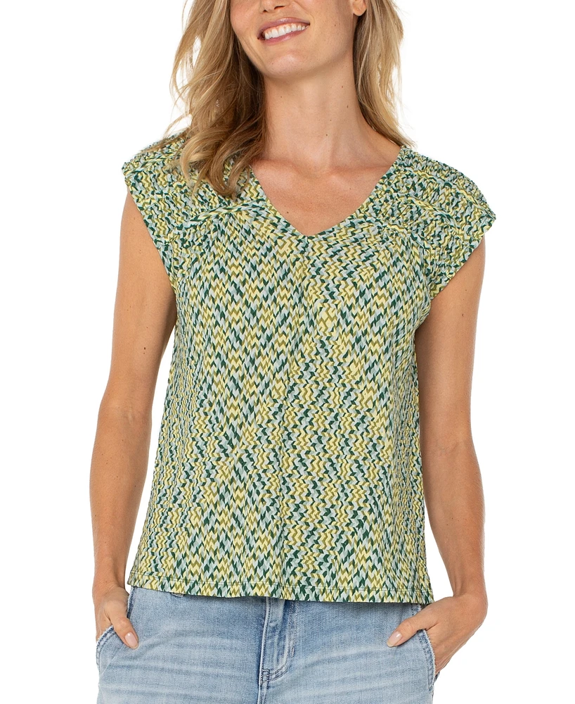 Liverpool Los Angeles Women's Short Sleeve Dolman Tie Back Knit Top