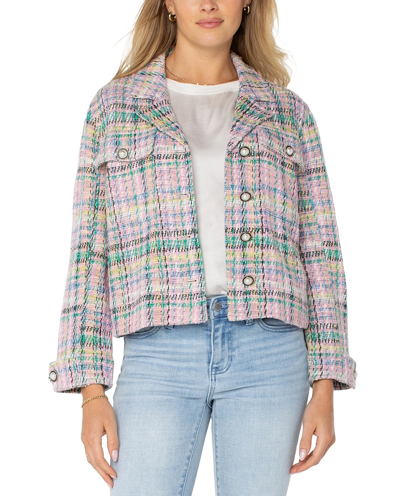 Liverpool Los Angeles Women's Button Front Boxy Plaid Shacket
