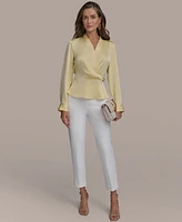 Donna Karan New York Women's Hardware-Trim Faux-Wrap Blouse