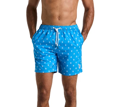 Original Penguin Men's Slim Fit Logo Print Drawstring 7" Swim Trunks