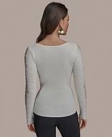 Donna Karan New York Women's Boat-Neck Sheer-Sleeve Sweater