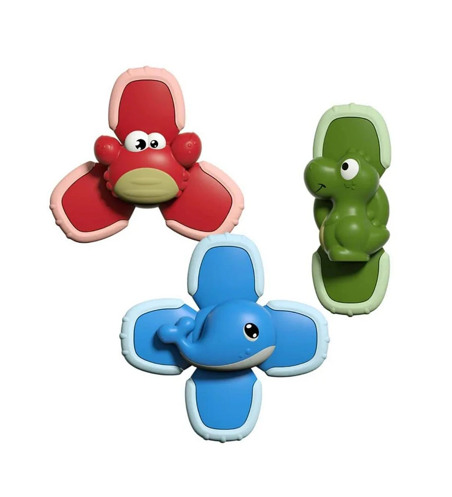 Sperric Toddler Cartoon Suction Cup Spinner Toys for Toddlers, 3 Pc Sensory Fidget Spinners, Bath Toys 1-3, Interactive, Engaging Fidget Toys