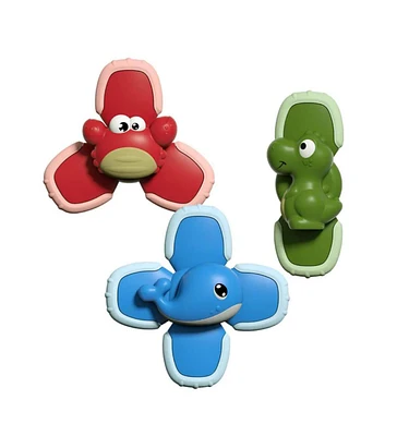 Sperric Toddler Cartoon Suction Cup Spinner Toys for Toddlers, 3 Pc Sensory Fidget Spinners, Bath Toys 1-3, Interactive, Engaging Fidget Toys