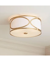 Possini Euro Whinn 15" Wide Warm Brass Drum Ceiling Light - Possini Euro Design