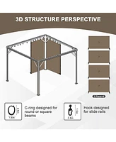 Aoodor 12' x 14' Gazebo Curtain Set Protecting Privacy Side Walls 4 Panels,Curtain Only