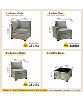 Xizzi Outdoor Patio Furniture Set,6 Pieces Rattan Sectional Set,Outside Coversation Set with Extra Deep Sofa Couch and Solar C
