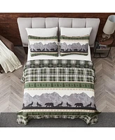 Linery & Co. Mountain Scape & Plaid Microfiber Quilt Set With Shams