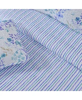 Linery & Co. Blue Floral Microfiber Quilt Set With Shams