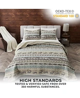 Linery & Co. Wildlife Stripe Microfiber Quilt Set With Shams