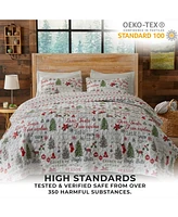 Linery & Co. Holiday Printed Microfiber Quilt Set With Shams