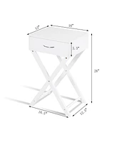 Design Sofa Side Table with X-Shape Drawer for Living Room Bedroom