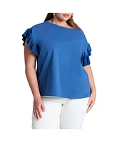 Eloquii Plus Ruffle Sleeve Tee