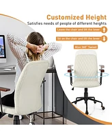 Velvet Home Office Chair with Wooden Armrest