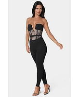 Bebe Women's Lace Corset Catsuit