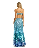 Mac Duggal Women's Thin Strap Cut Out Gown With Ombre Sequins