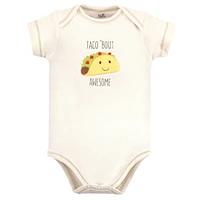 Touched by Nature Baby Boys Organic Cotton Bodysuits 5pk, Taco