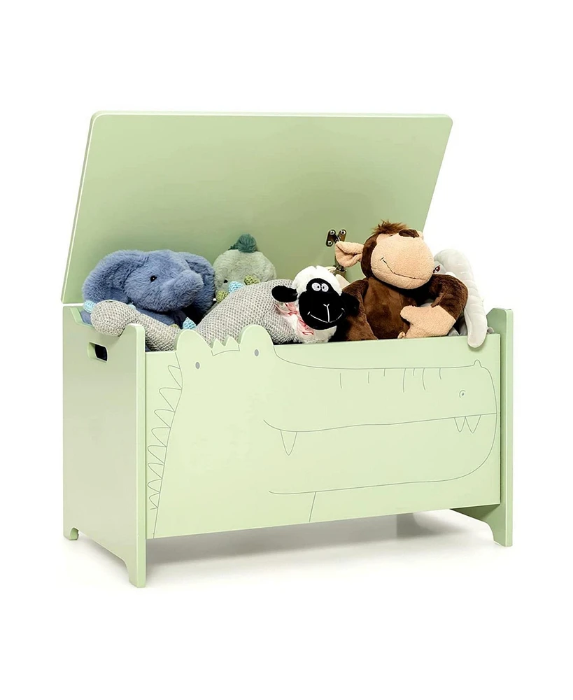 Wooden Kids Toy Box with Safety Hinge