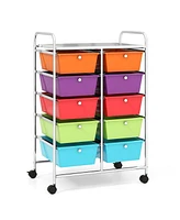 10-Drawer Rolling Storage Cart-Deep